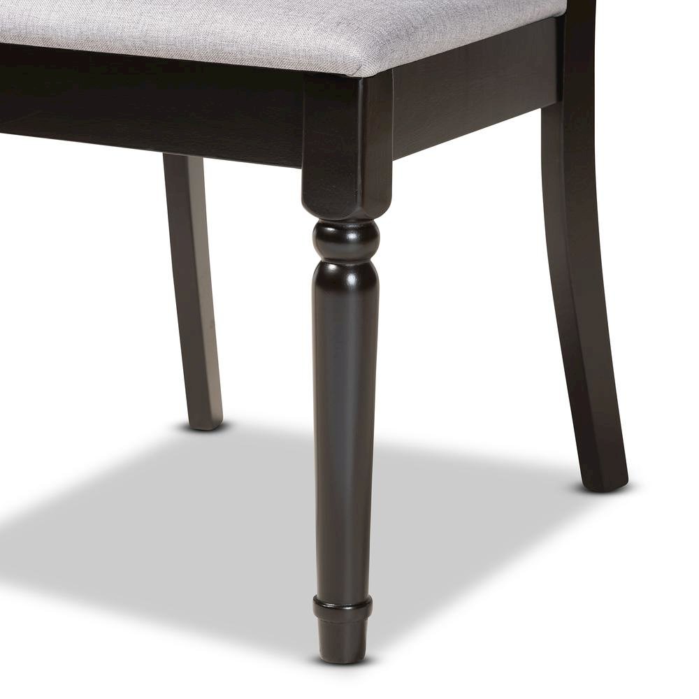 Grey Fabric Upholstered and Dark Brown Finished Wood 7-Piece Dining Set
