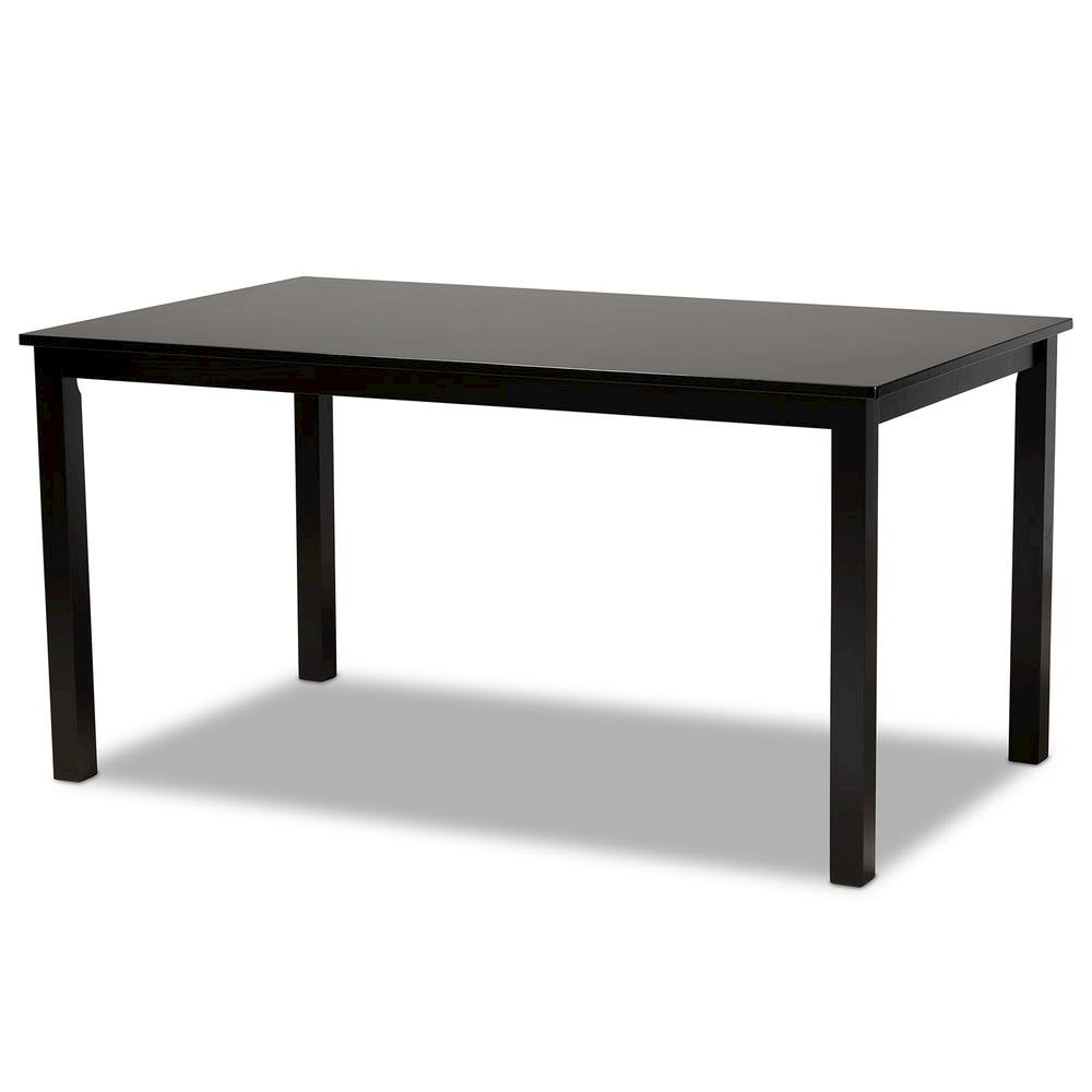 Sand Fabric Upholstered and Dark Brown Finished Wood 7-Piece Dining Set