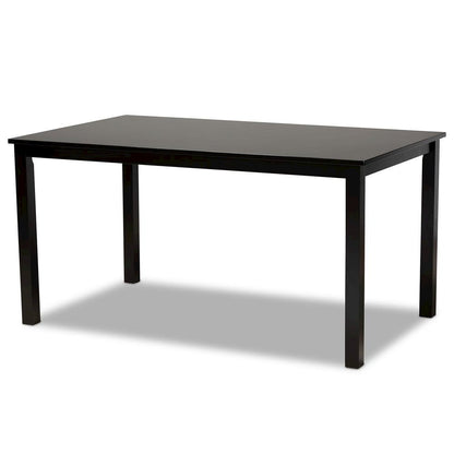 Sand Fabric Upholstered and Dark Brown Finished Wood 7-Piece Dining Set