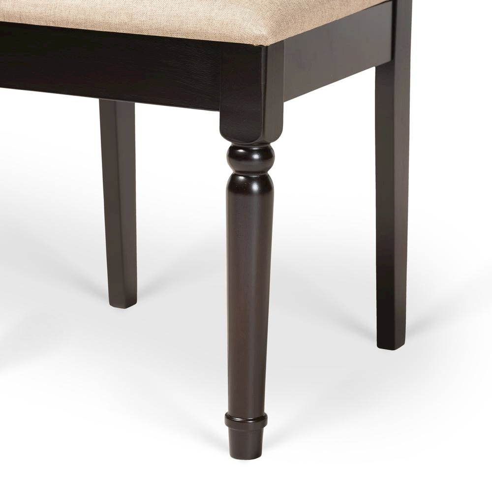 Sand Fabric Upholstered and Dark Brown Finished Wood 7-Piece Dining Set