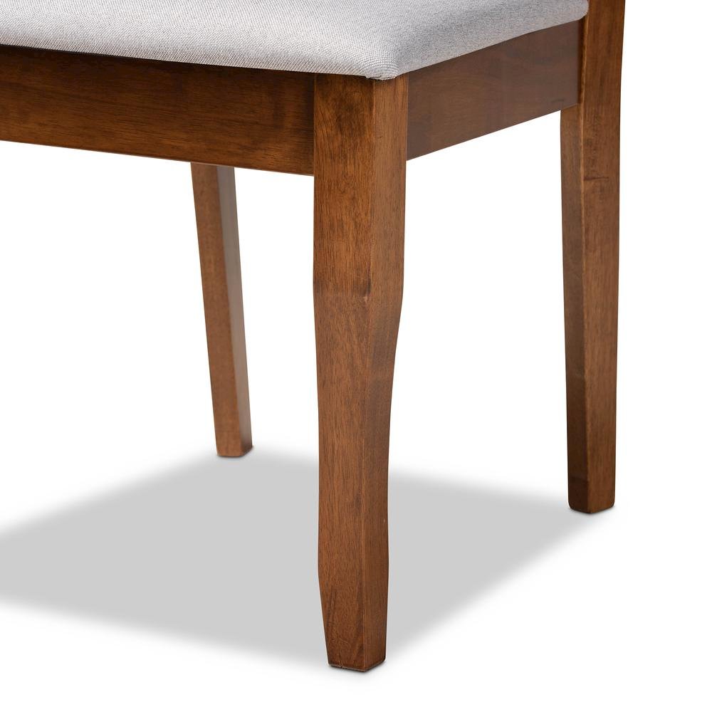 Grey Fabric Upholstered and Walnut Brown Finished Wood 7-Piece Dining Set
