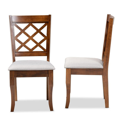 Grey Fabric Upholstered Walnut Finished Wood 2-Piece Dining Chair Set