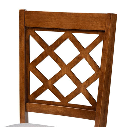 Grey Fabric Upholstered Walnut Finished Wood 2-Piece Dining Chair Set