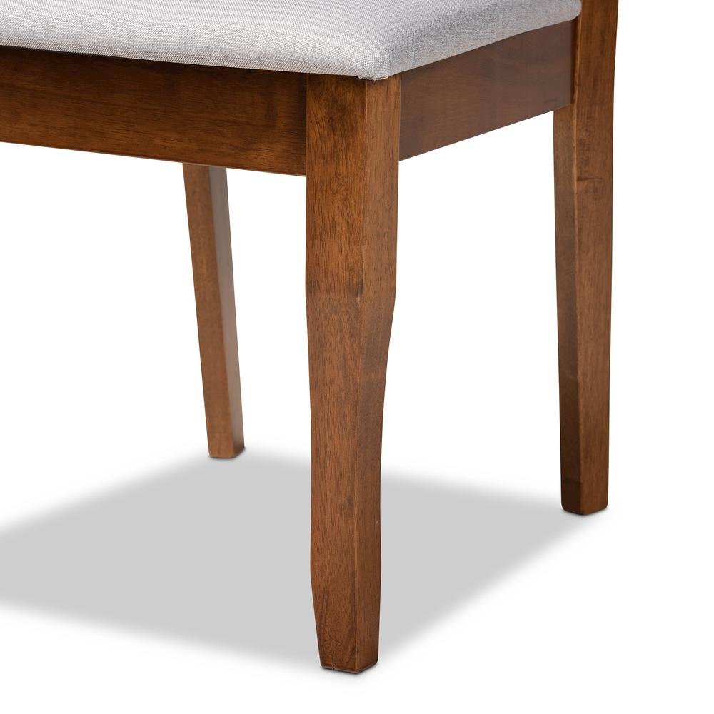 Grey Fabric Upholstered Walnut Finished Wood 2-Piece Dining Chair Set