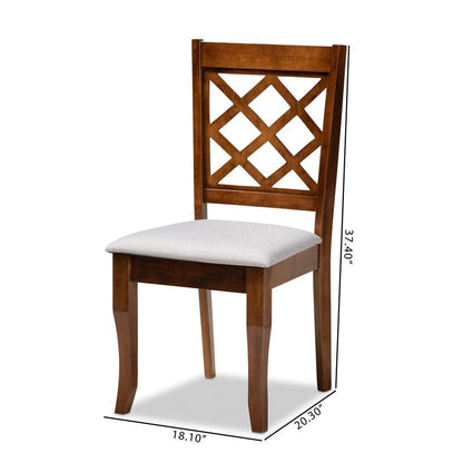 Grey Fabric Upholstered Walnut Finished Wood 2-Piece Dining Chair Set