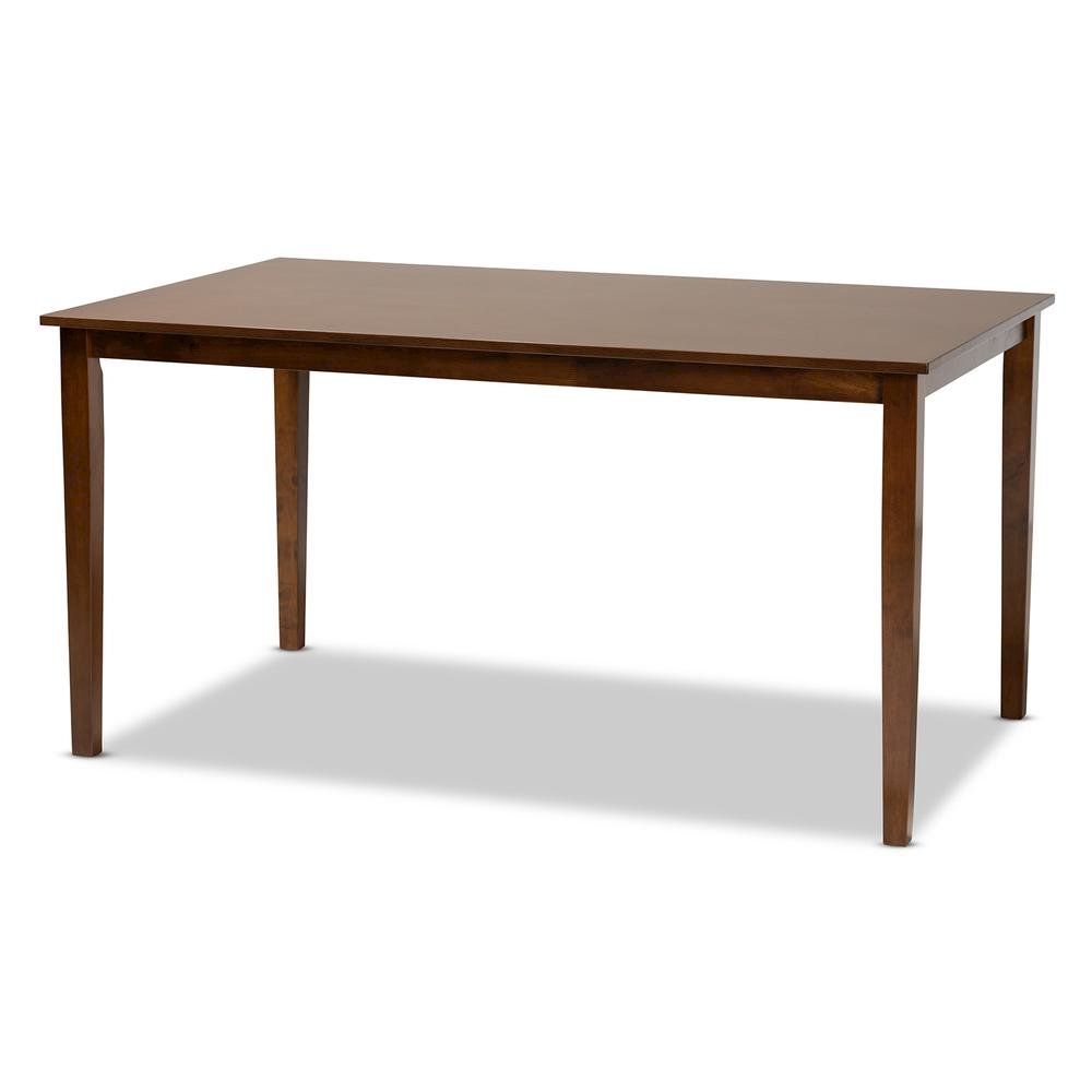 Grey Fabric Upholstered and Walnut Brown Finished Wood 7-Piece Dining Set