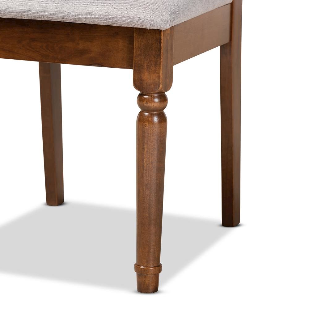Grey Fabric Upholstered and Walnut Brown Finished Wood 7-Piece Dining Set