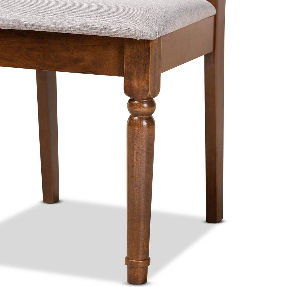Grey Fabric Upholstered and Walnut Brown Finished Wood 2-Piece Dining Chair Set
