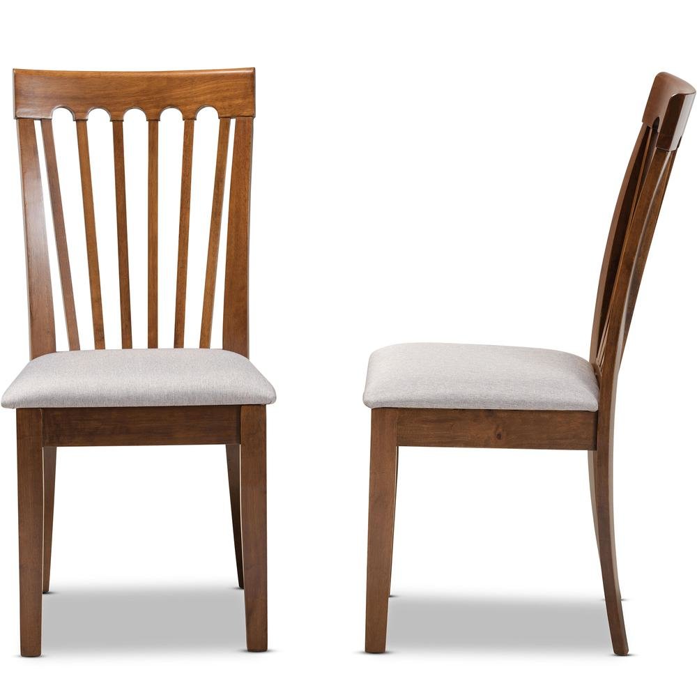 Grey Fabric Upholstered Walnut Brown Finished Wood 2-Piece Dining Chair Set