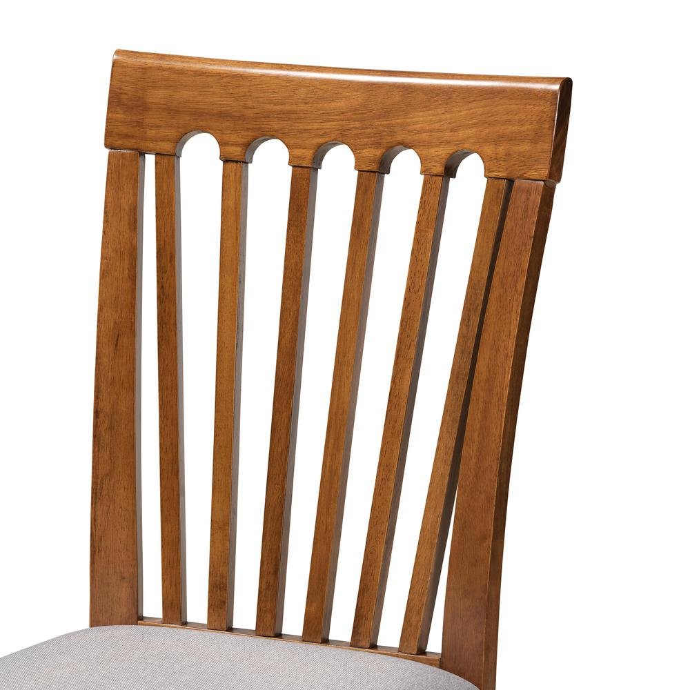 Grey Fabric Upholstered Walnut Brown Finished Wood 2-Piece Dining Chair Set