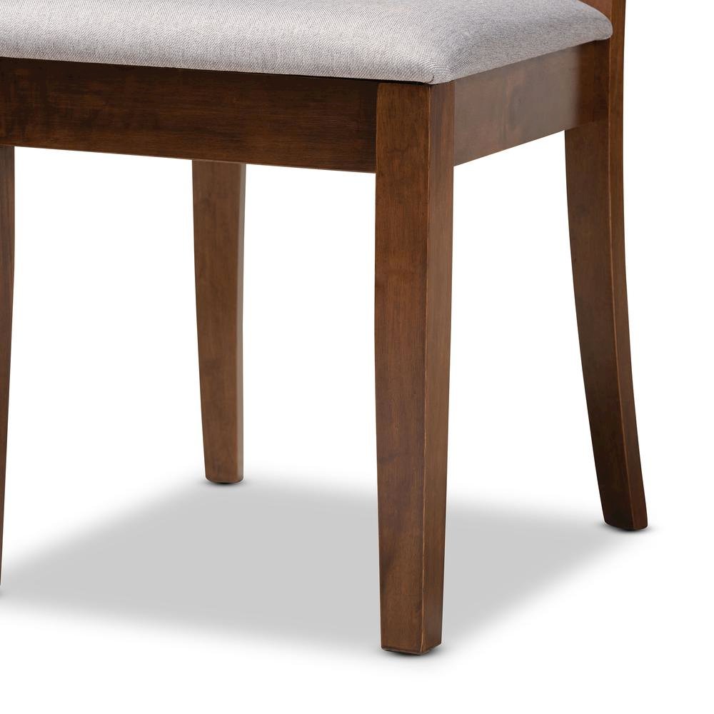 Grey Fabric Upholstered Walnut Brown Finished Wood 2-Piece Dining Chair Set