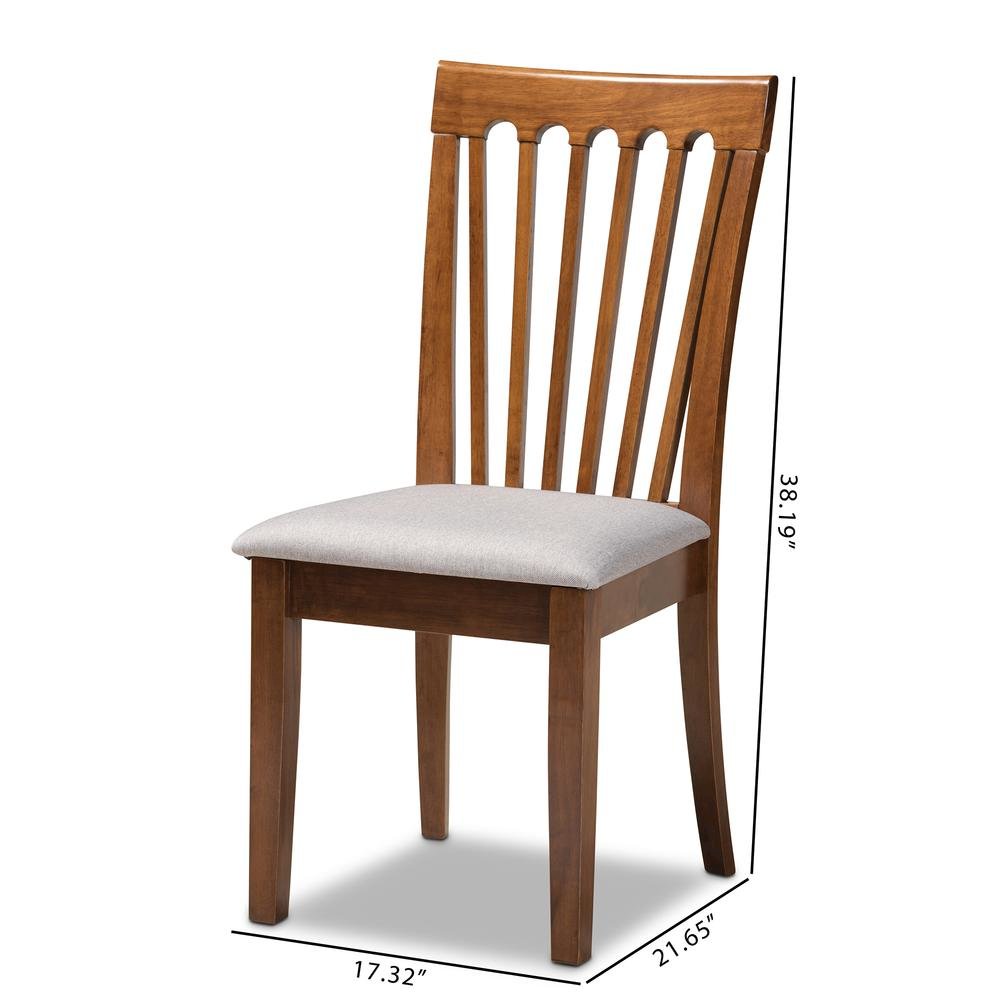 Grey Fabric Upholstered Walnut Brown Finished Wood 2-Piece Dining Chair Set