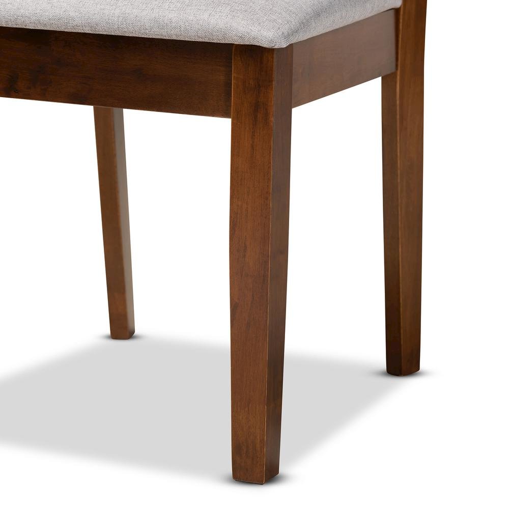 Grey Fabric Upholstered and Walnut Brown Finished Wood 7-Piece Dining Set