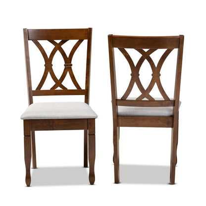 Walnut Brown Finished Wood 2-Piece Dining Chair Set Set