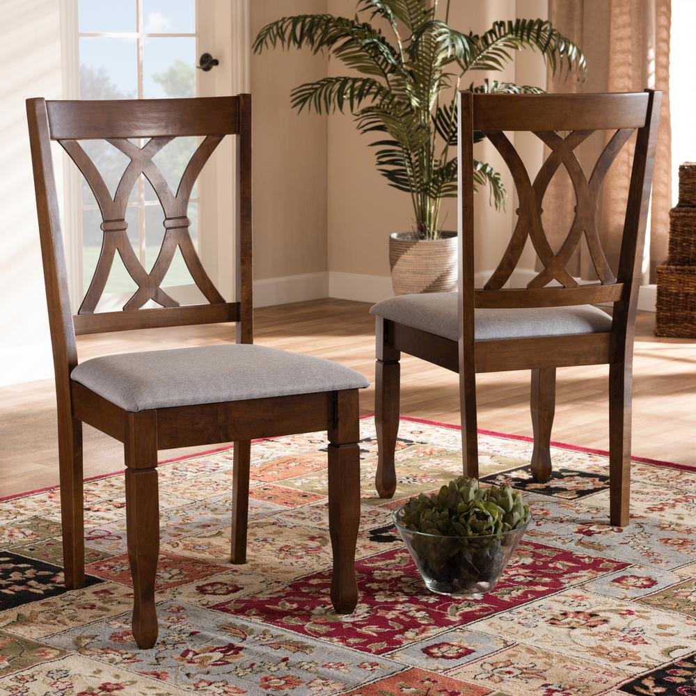 Walnut Brown Finished Wood 2-Piece Dining Chair Set Set