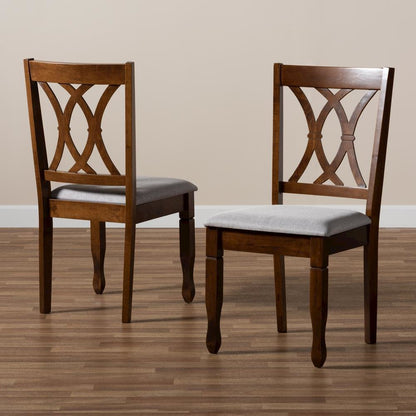 Walnut Brown Finished Wood 2-Piece Dining Chair Set Set