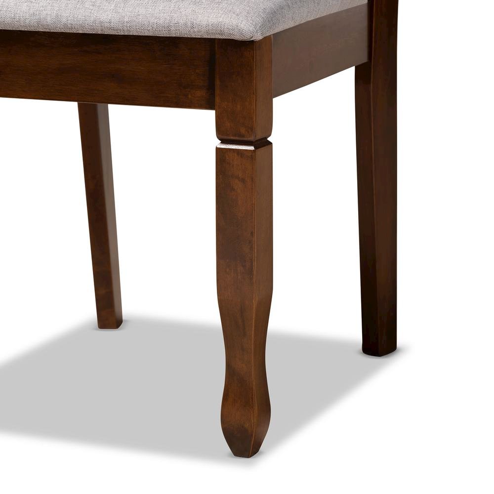 Grey Fabric Upholstered and Walnut Brown Finished Wood 2-Piece Dining Chair Set
