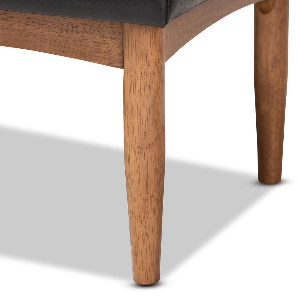 Arvid Mid-Century Modern Dark Brown Faux Leather Upholstered Wood Dining Bench
