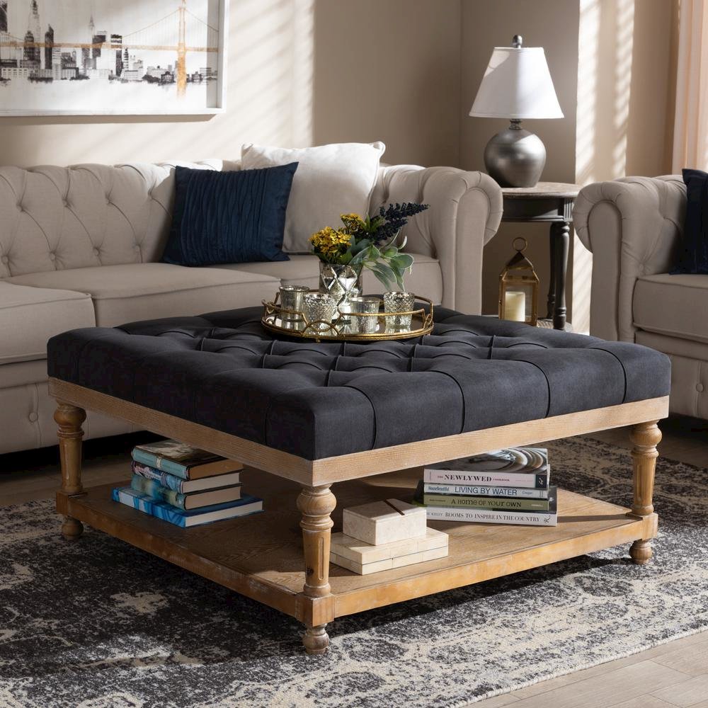 Greywashed Wood Cocktail Ottoman