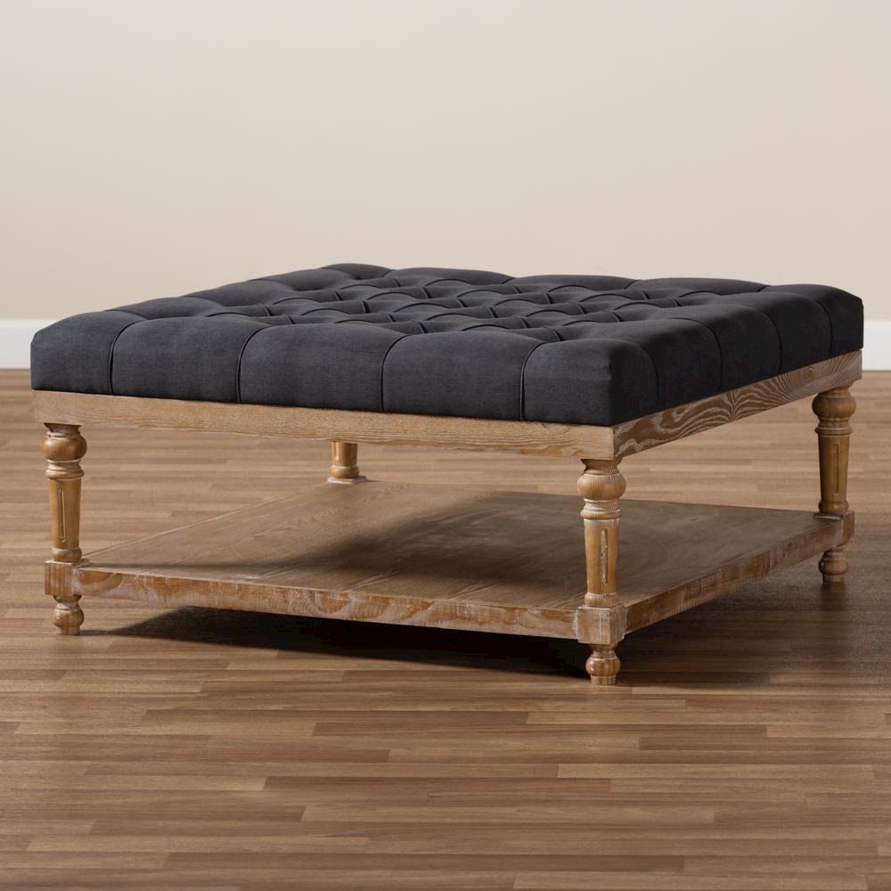 Greywashed Wood Cocktail Ottoman