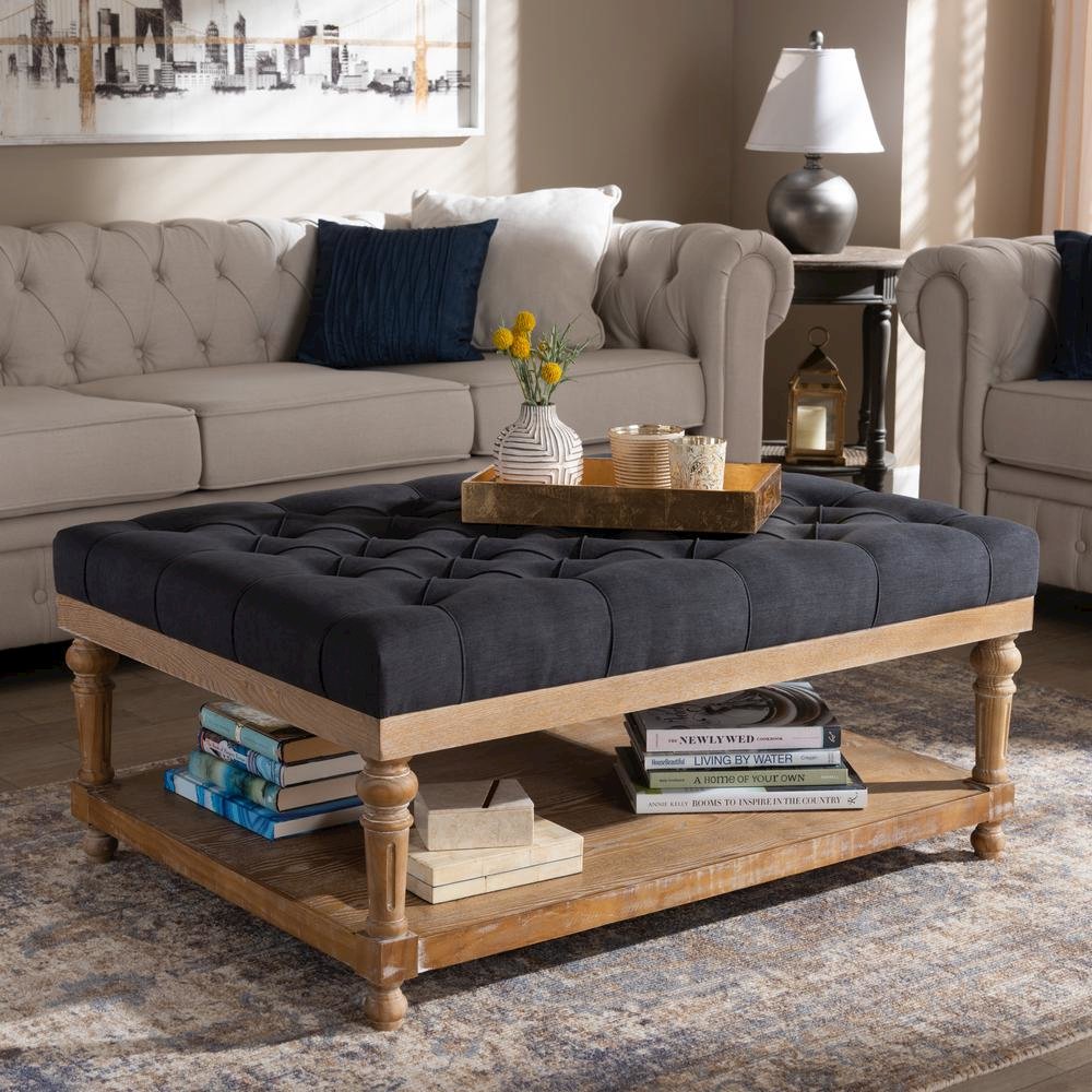 Greywashed Wood Cocktail Ottoman