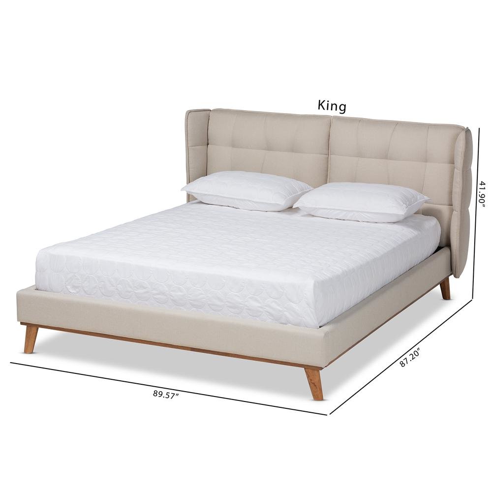 Walnut Brown Finished Wood Queen Size Platform Wingback Bed