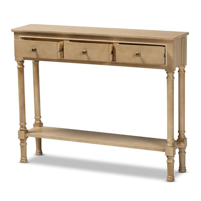 Farmhouse Oak Brown Finished Wood 3-Drawer Entryway Console Table