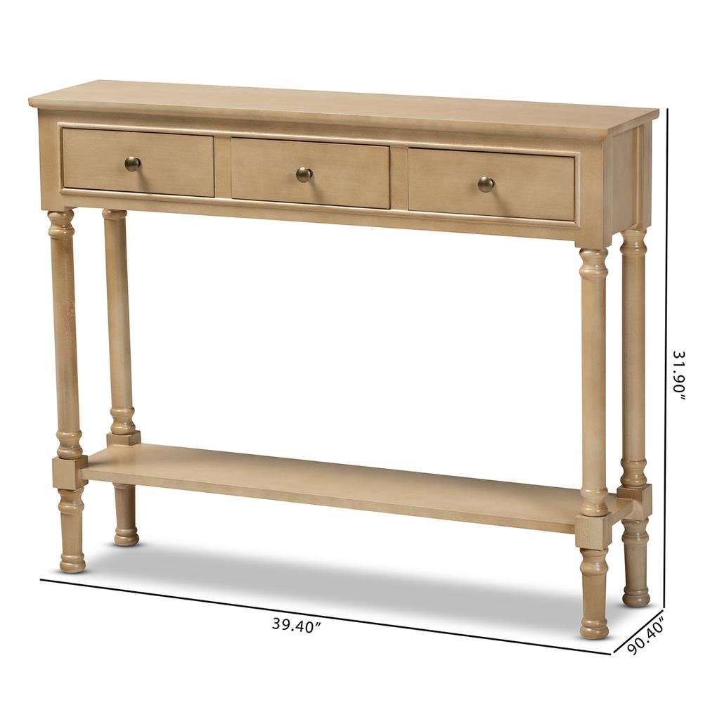 Farmhouse Oak Brown Finished Wood 3-Drawer Entryway Console Table