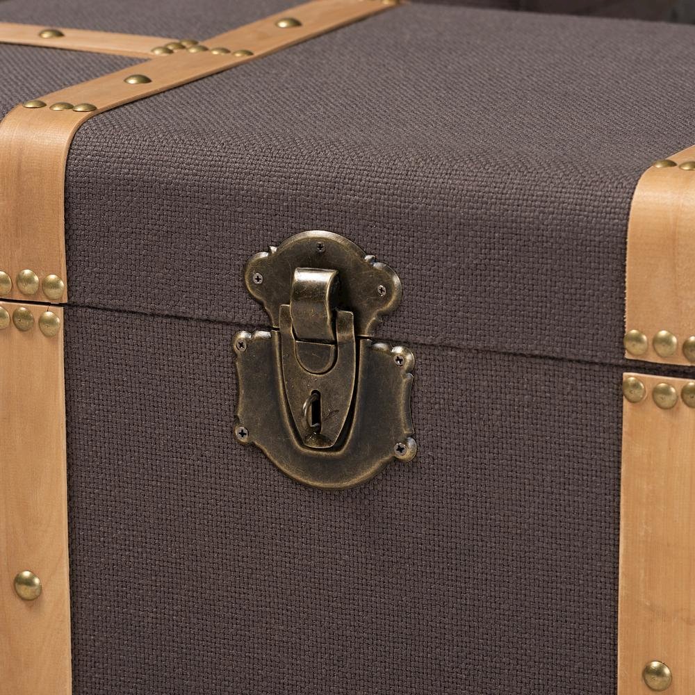 Oak Brown Finished 2-Piece Storage Trunk Set