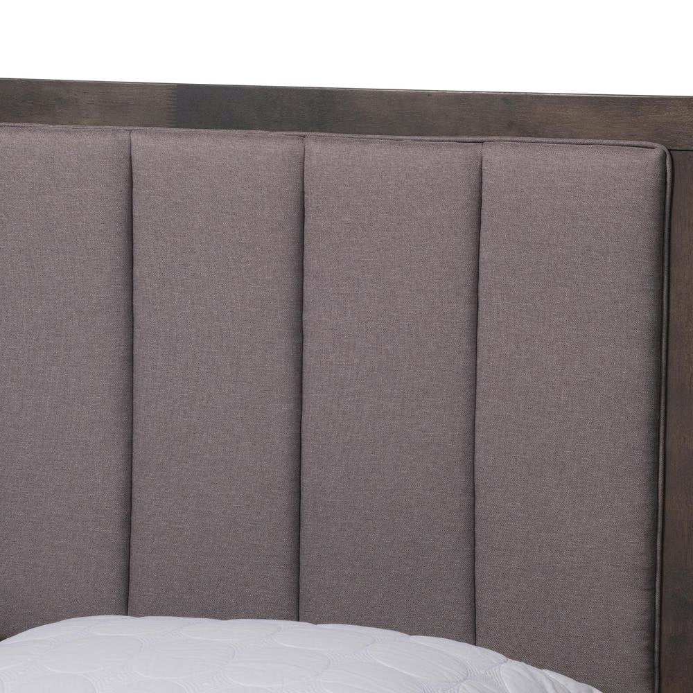 Dark Grey Oak Finished Wood Queen Size Platform Canopy Bed