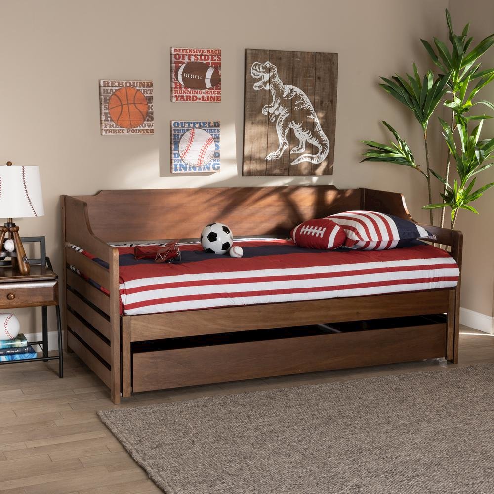 Brown Finished Expandable Twin Size to King Size Daybed with Storage Drawer