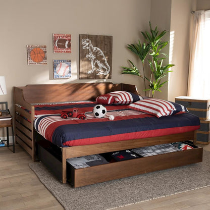 Brown Finished Expandable Twin Size to King Size Daybed with Storage Drawer