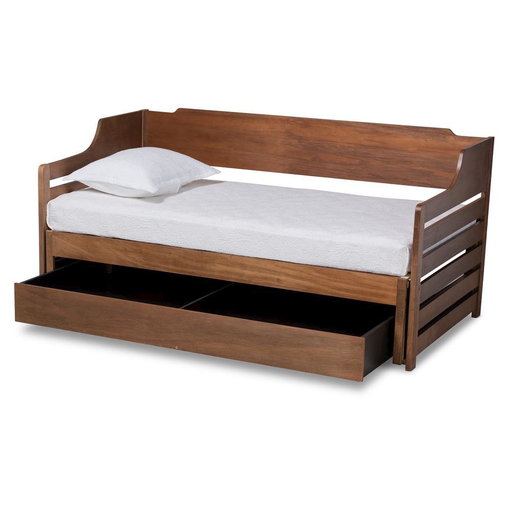 Brown Finished Expandable Twin Size to King Size Daybed with Storage Drawer