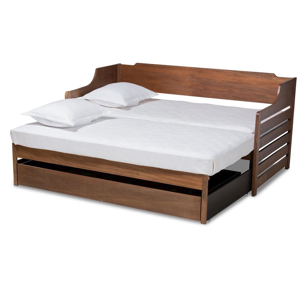 Brown Finished Expandable Twin Size to King Size Daybed with Storage Drawer