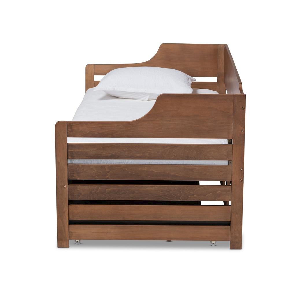 Brown Finished Expandable Twin Size to King Size Daybed with Storage Drawer