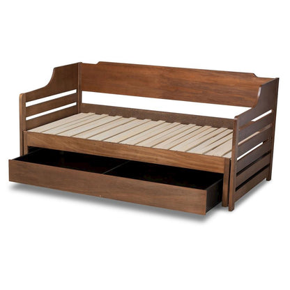 Brown Finished Expandable Twin Size to King Size Daybed with Storage Drawer