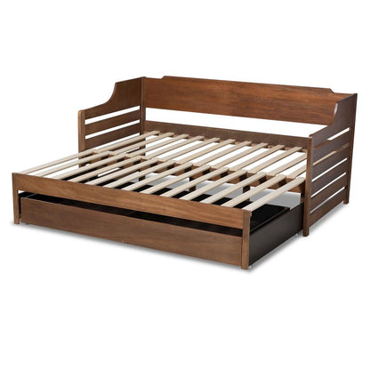 Brown Finished Expandable Twin Size to King Size Daybed with Storage Drawer