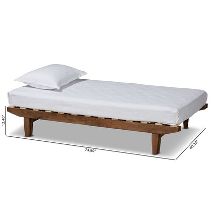 Walnut Finished Wood Expandable Twin Size to King Size Bed Frame
