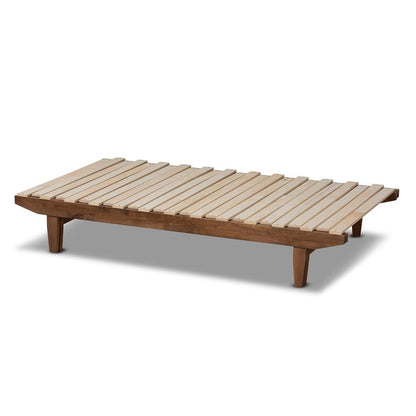 Walnut Finished Wood Expandable Twin Size to King Size Bed Frame