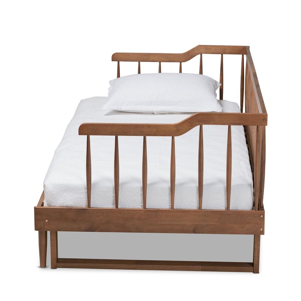 Walnut Brown Finished Wood Expandable Twin Size to King Size Spindle Daybed