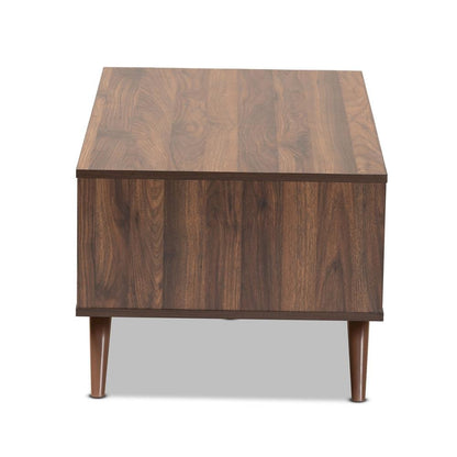 Two-Tone Grey and Walnut Finished Wood 1-Drawer Coffee Table