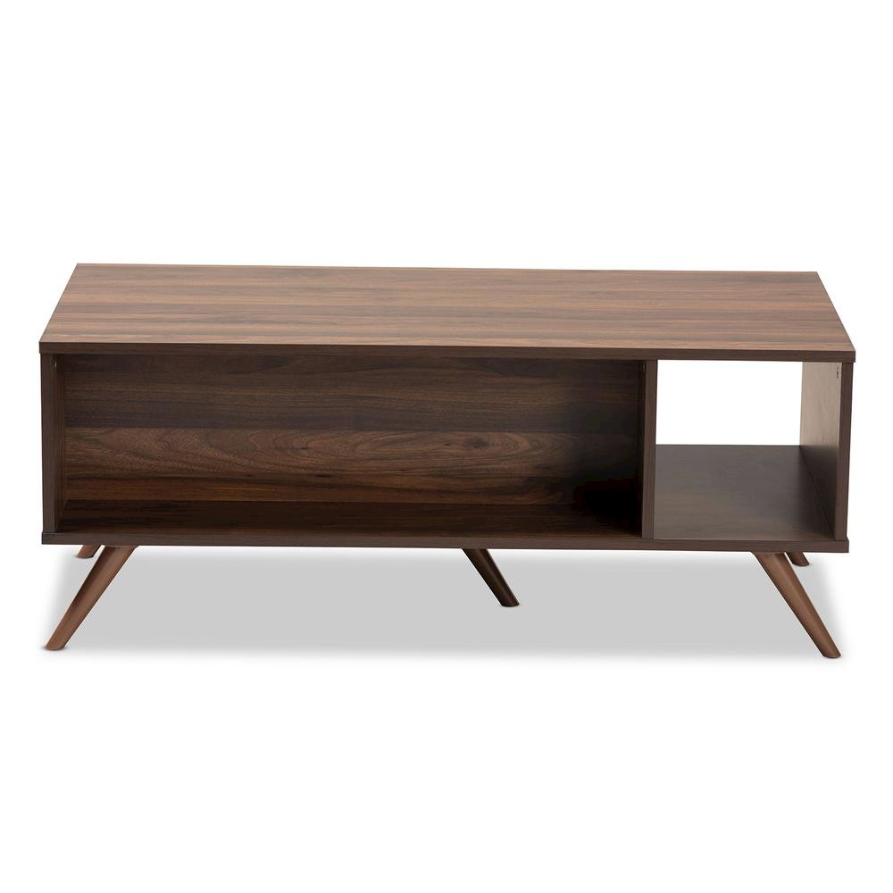 Two-Tone Grey and Walnut Finished Wood 1-Drawer Coffee Table