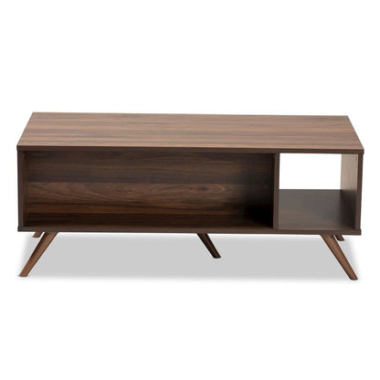 Two-Tone Grey and Walnut Finished Wood 1-Drawer Coffee Table