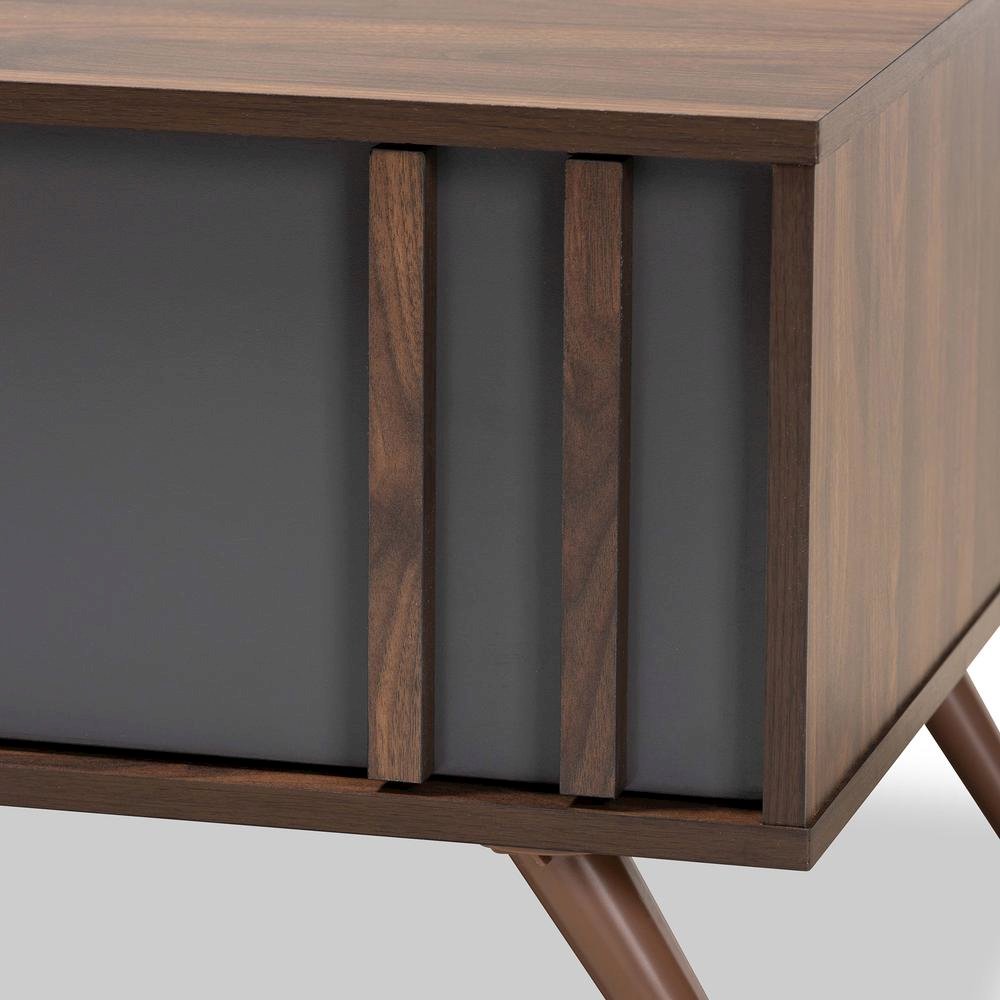 Two-Tone Grey and Walnut Finished Wood 1-Drawer Coffee Table