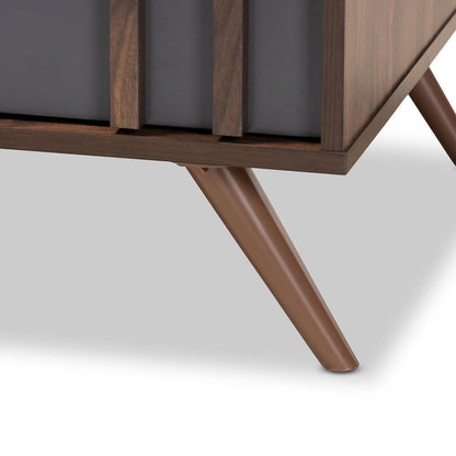 Two-Tone Grey and Walnut Finished Wood 1-Drawer Coffee Table