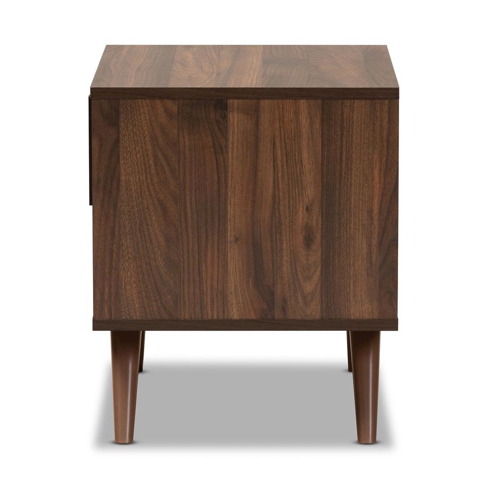 Two-Tone Grey and Walnut Finished Wood 1-Drawer Nightstand