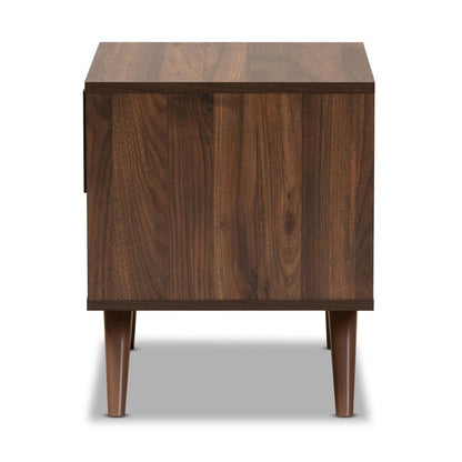 Two-Tone Grey and Walnut Finished Wood 1-Drawer Nightstand