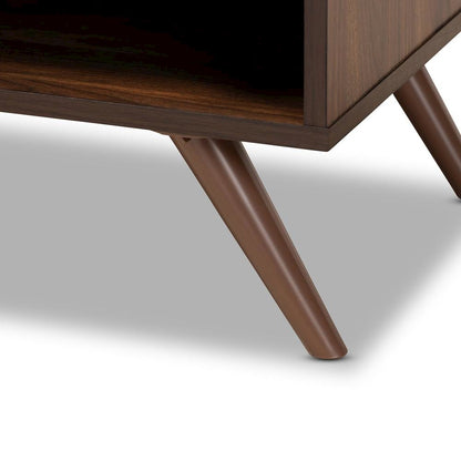 Two-Tone Grey and Walnut Finished Wood 1-Drawer Nightstand