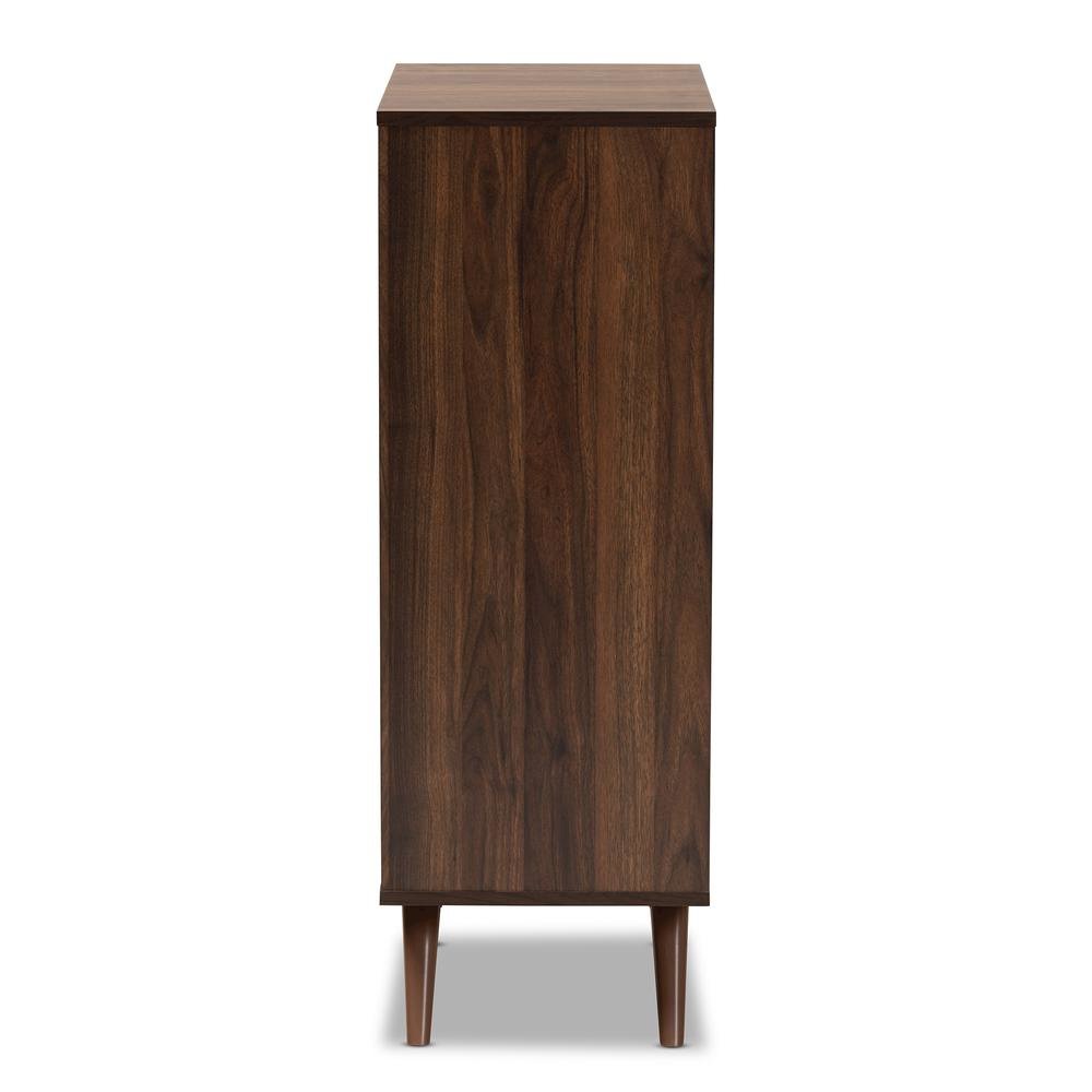 Two-Tone Grey and Walnut Finished Wood 2-Door Shoe Cabinet
