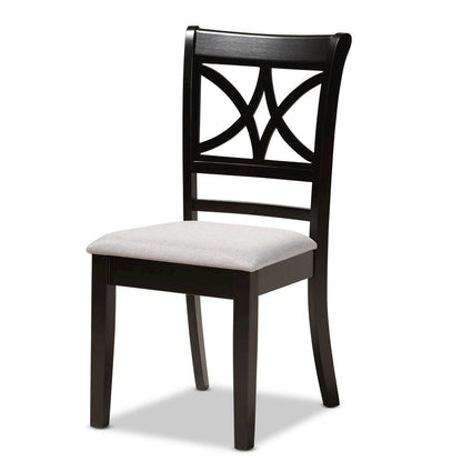 Grey Fabric Upholstered and Dark Brown Finished Wood 5-Piece Dining Set